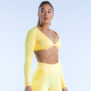 Dámské Top DFYNE Ignite Twist Front Crop Citrón | IYBMCH357