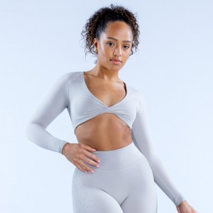 Dámské Top DFYNE Ignite Twist Front Crop Světle Šedé | SKACXU306