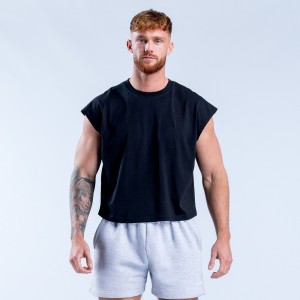 Pánské Tílko DFYNE Signature Crop Černé | NCFTKZ178