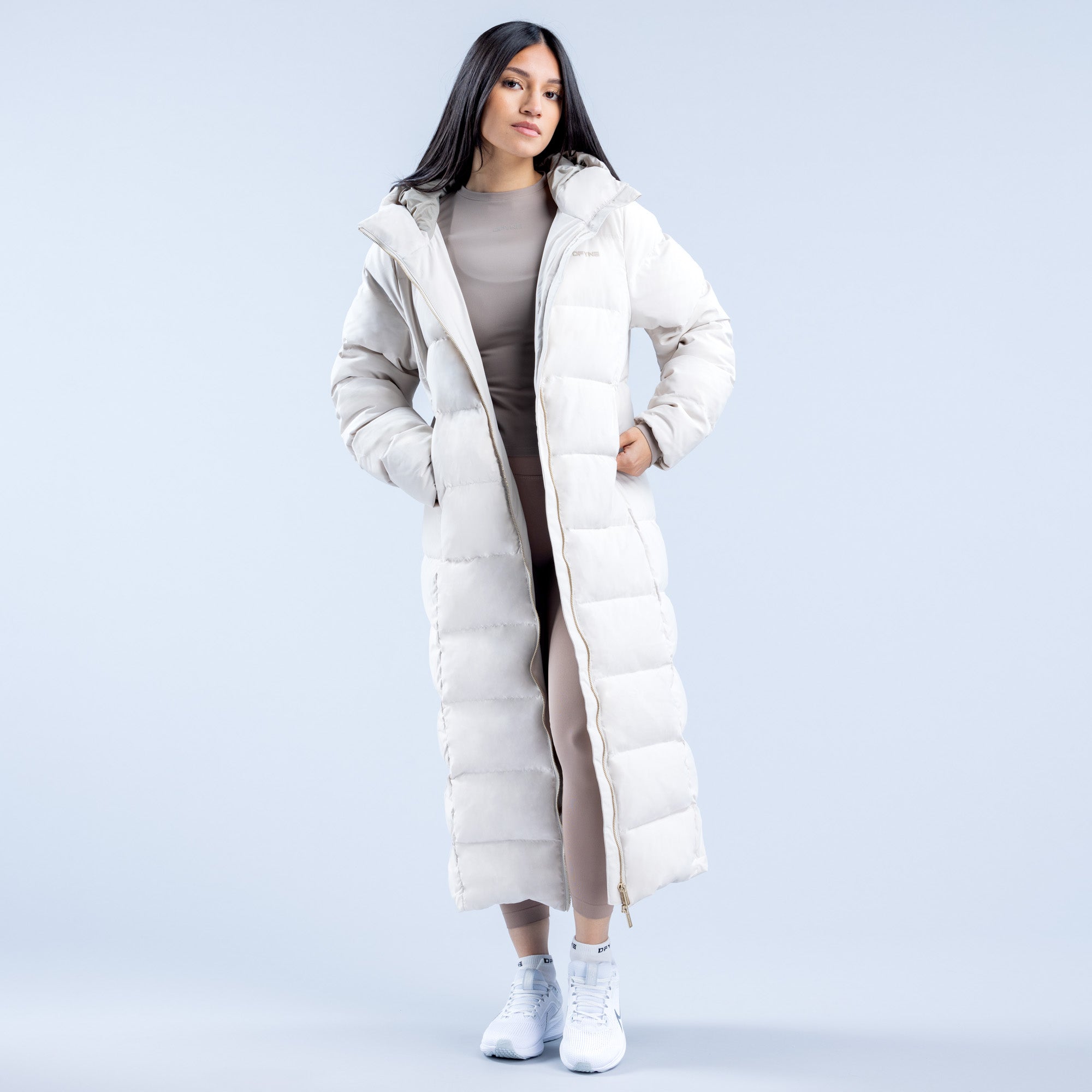 Dámské Bundy DFYNE Revive Long Down Bílé | AETZQJ609