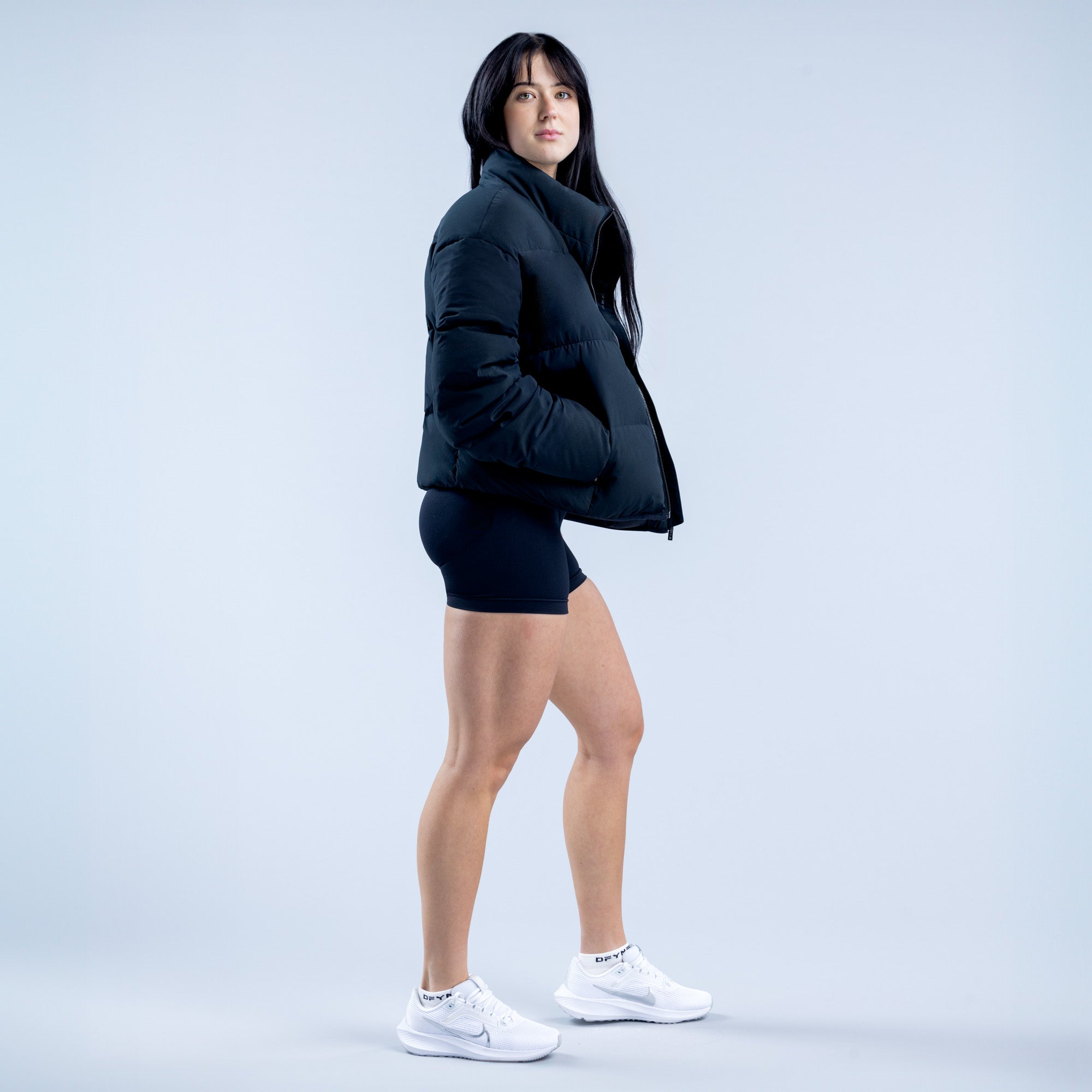 Dámské Bundy DFYNE Revive Short Down Černé | JOGKYE208