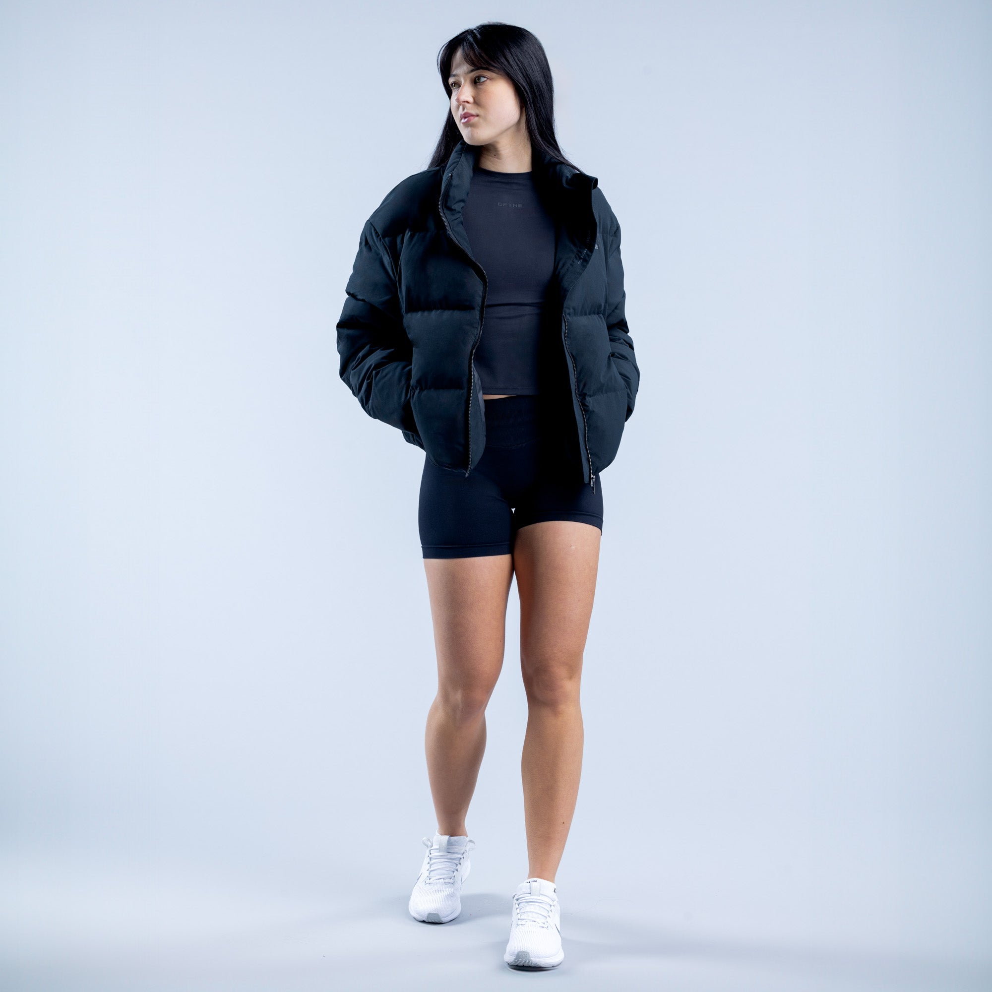 Dámské Bundy DFYNE Revive Short Down Černé | JOGKYE208