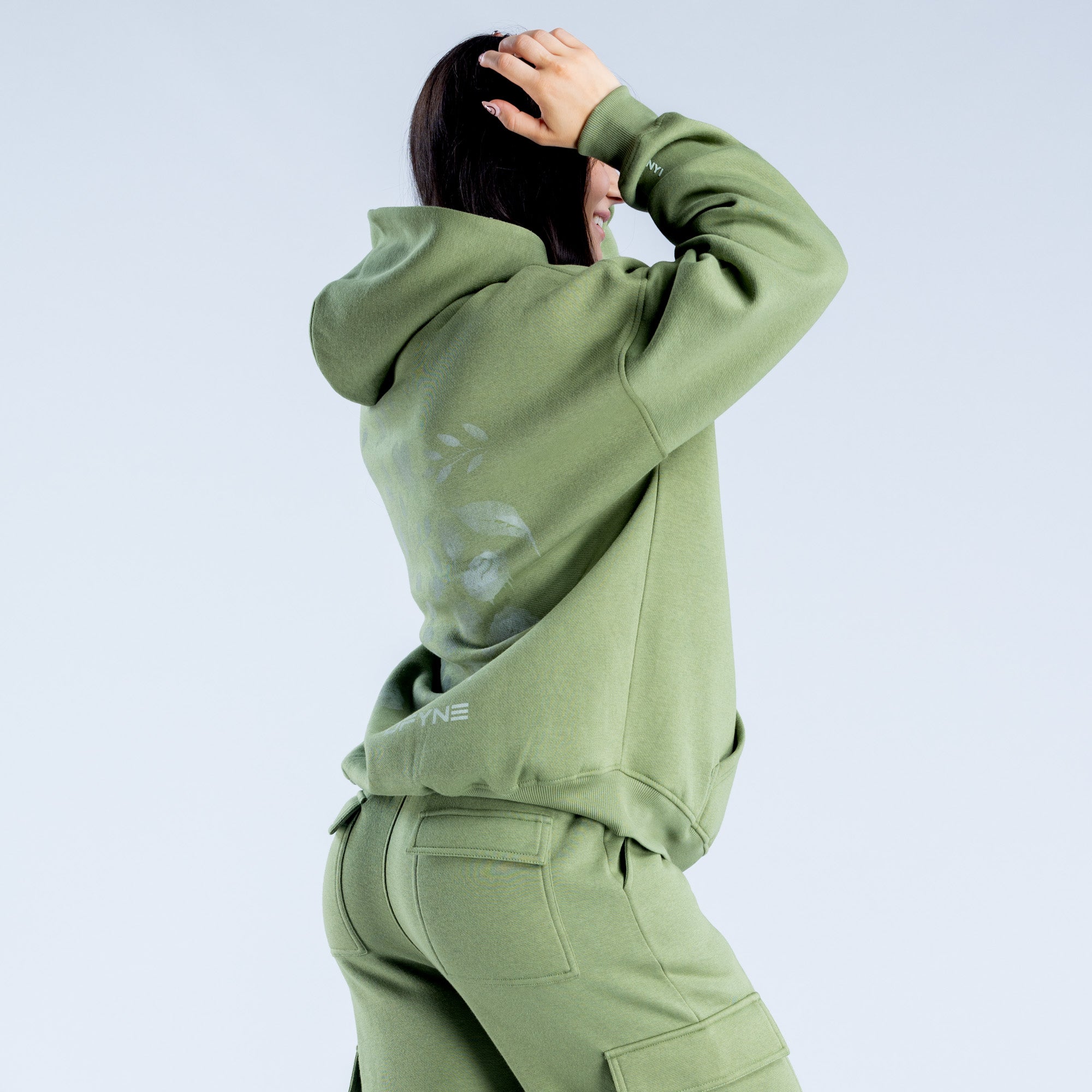 Dámské Mikina s Kapucí DFYNE Lanyi Edit Oversized Tmavě Zelene | VWXBYD231