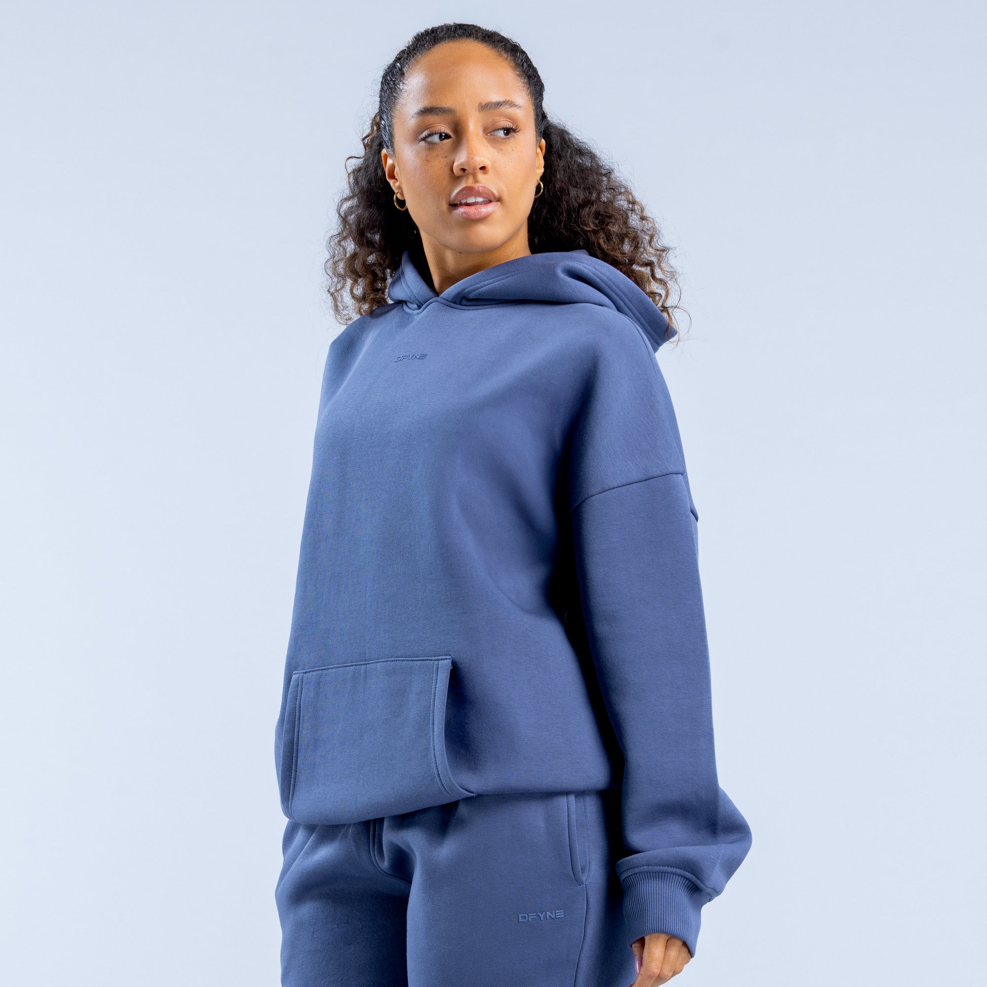 Dámské Mikina s Kapucí DFYNE Revive Heavy Weight Tmavě Blankyt | ASTZBY139