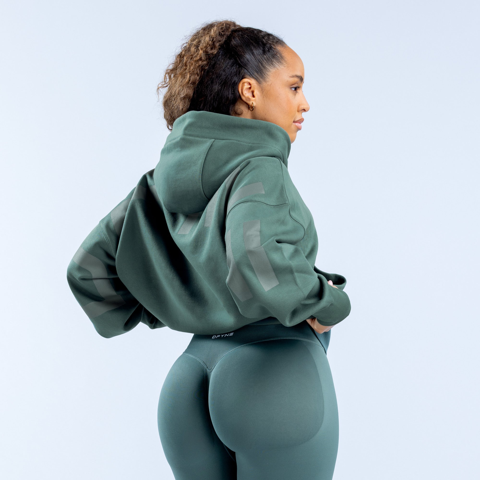 Dámské Mikina s Kapucí DFYNE Signature Zelene | LIOPAC421