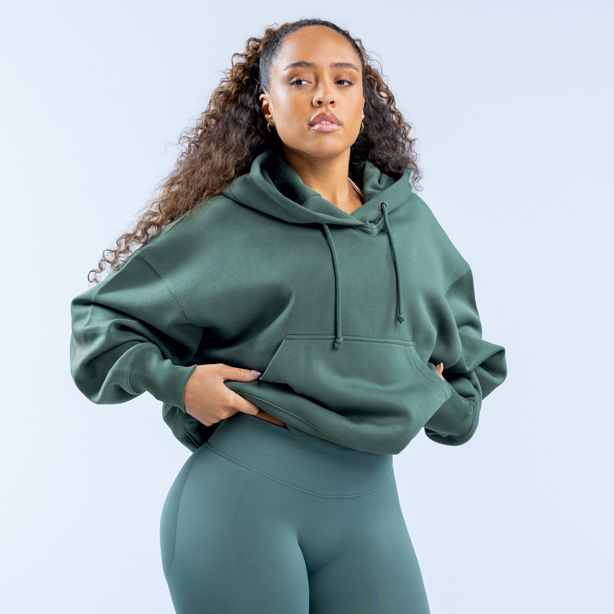 Dámské Mikina s Kapucí DFYNE Signature Zelene | LIOPAC421