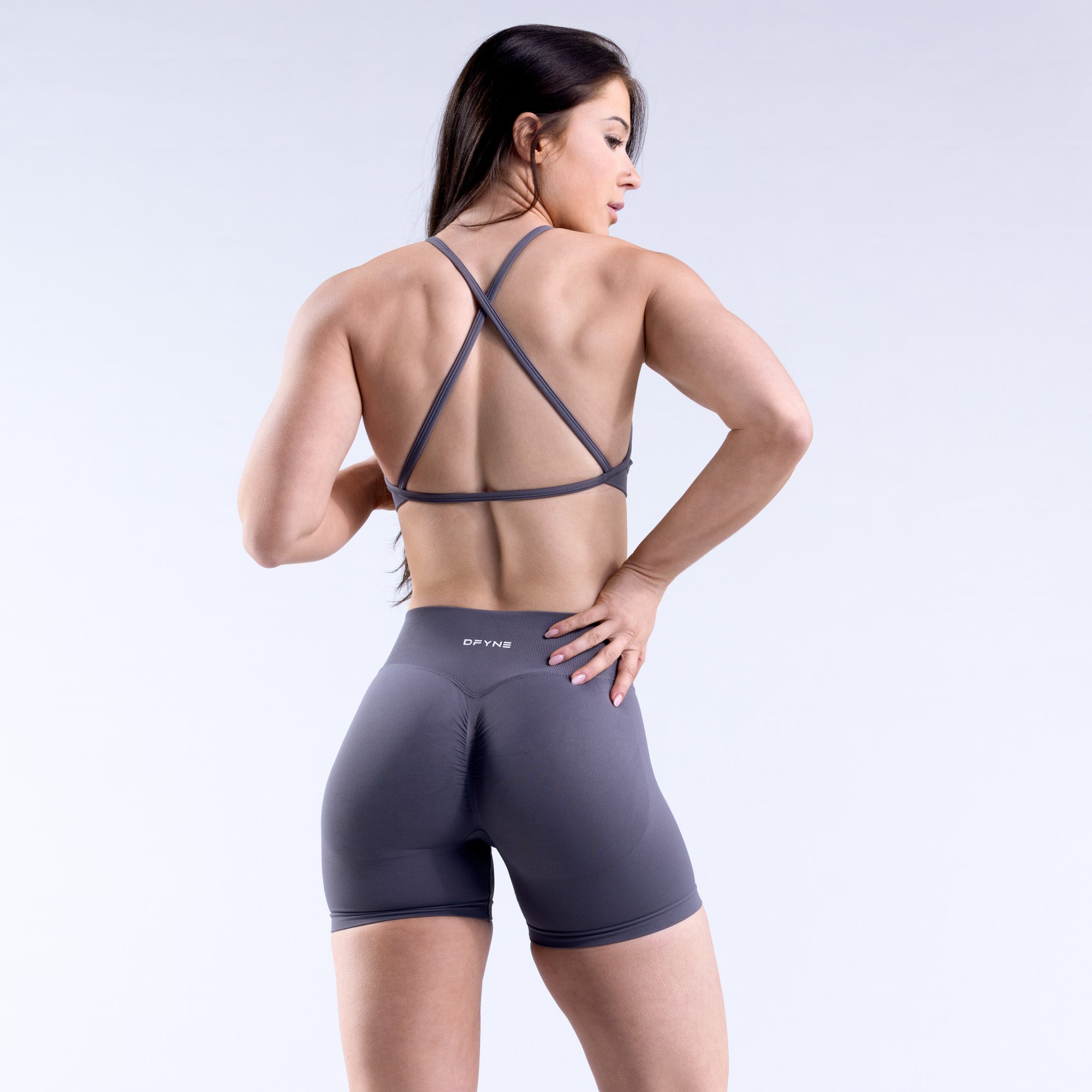 Dámské Sportovní Podprsenka DFYNE Dynamic High Neck Backless Tmavě Šedé | RUVCLG476