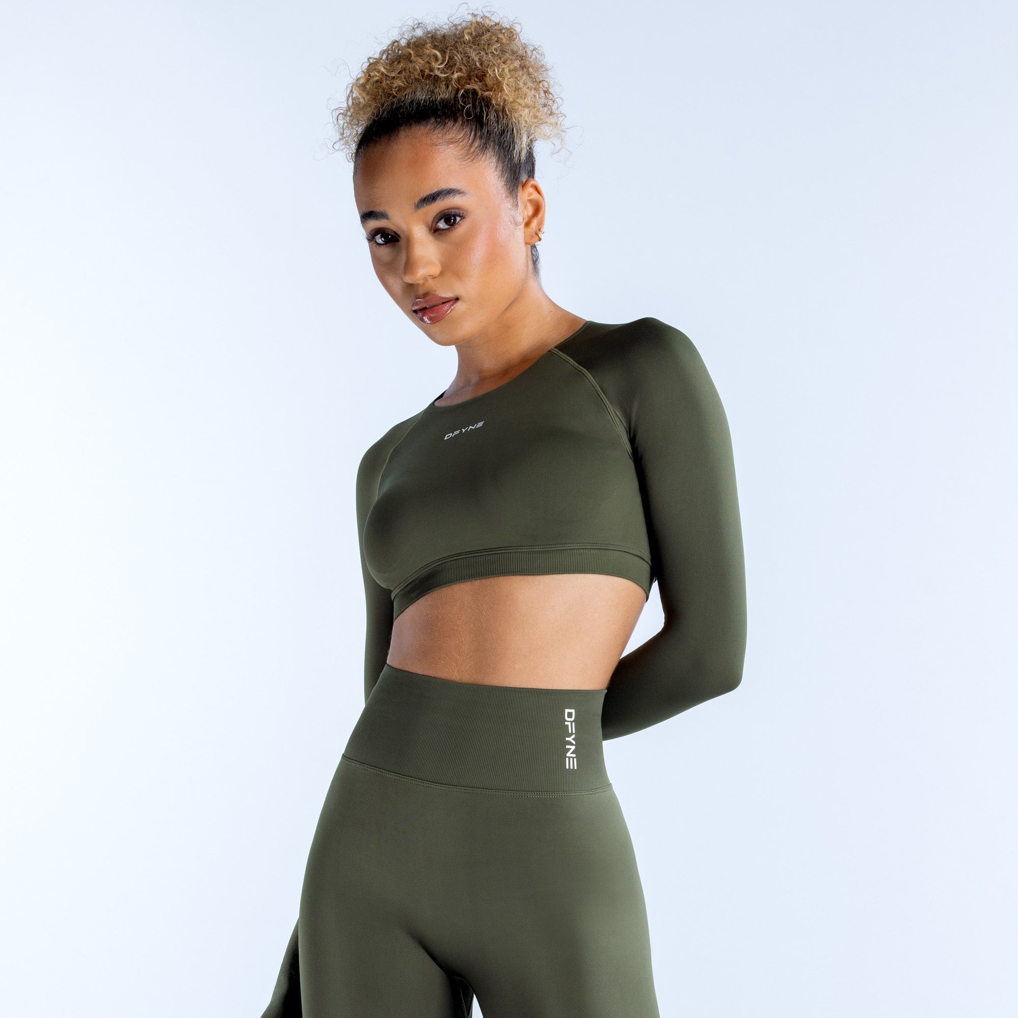 Dámské Top DFYNE Dynamic Long Sleeve Crop Olivy Zelené | WSQUPM590