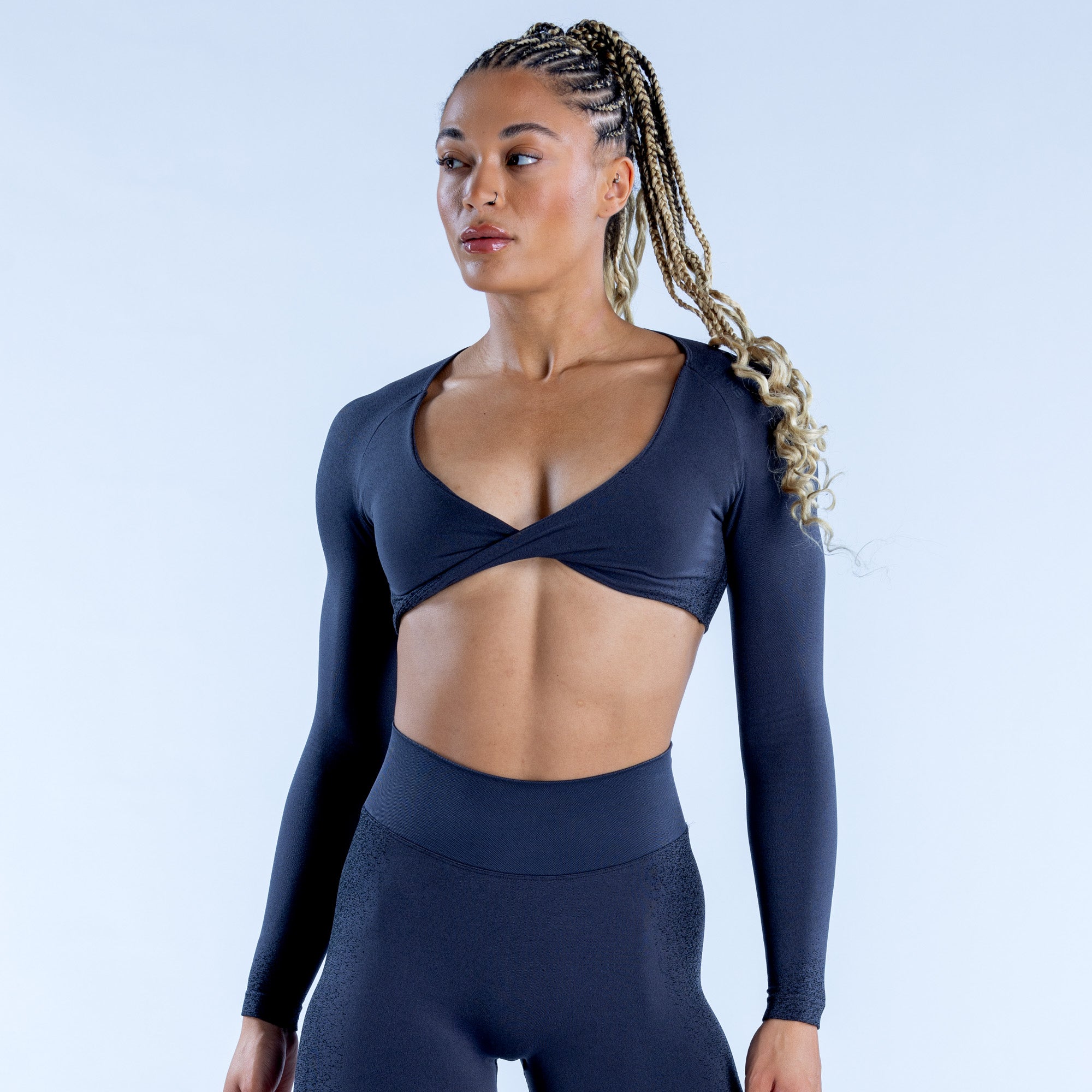 Dámské Top DFYNE Ignite Twist Front Crop Šedé | TNZDKW691