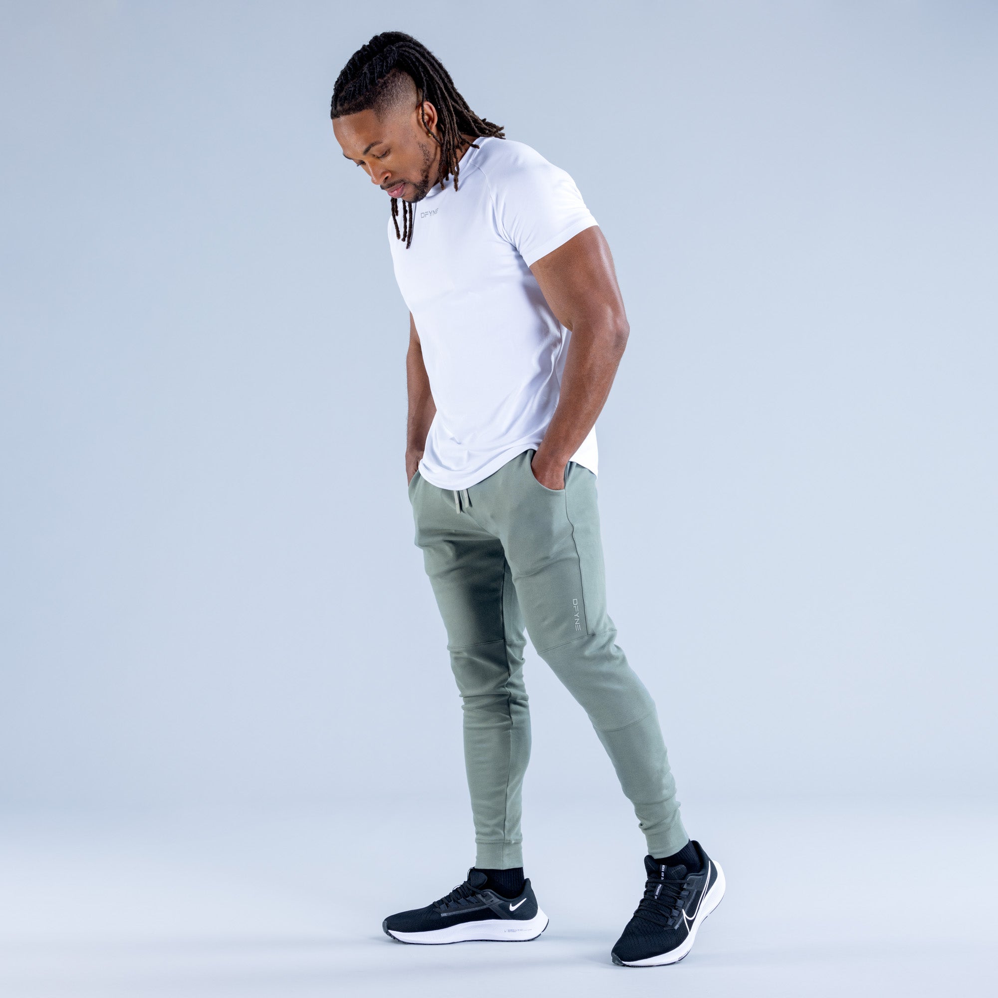 Pánské Jogger Kalhoty DFYNE Stealth Tapered Olivy Zelené | MAUNIL350