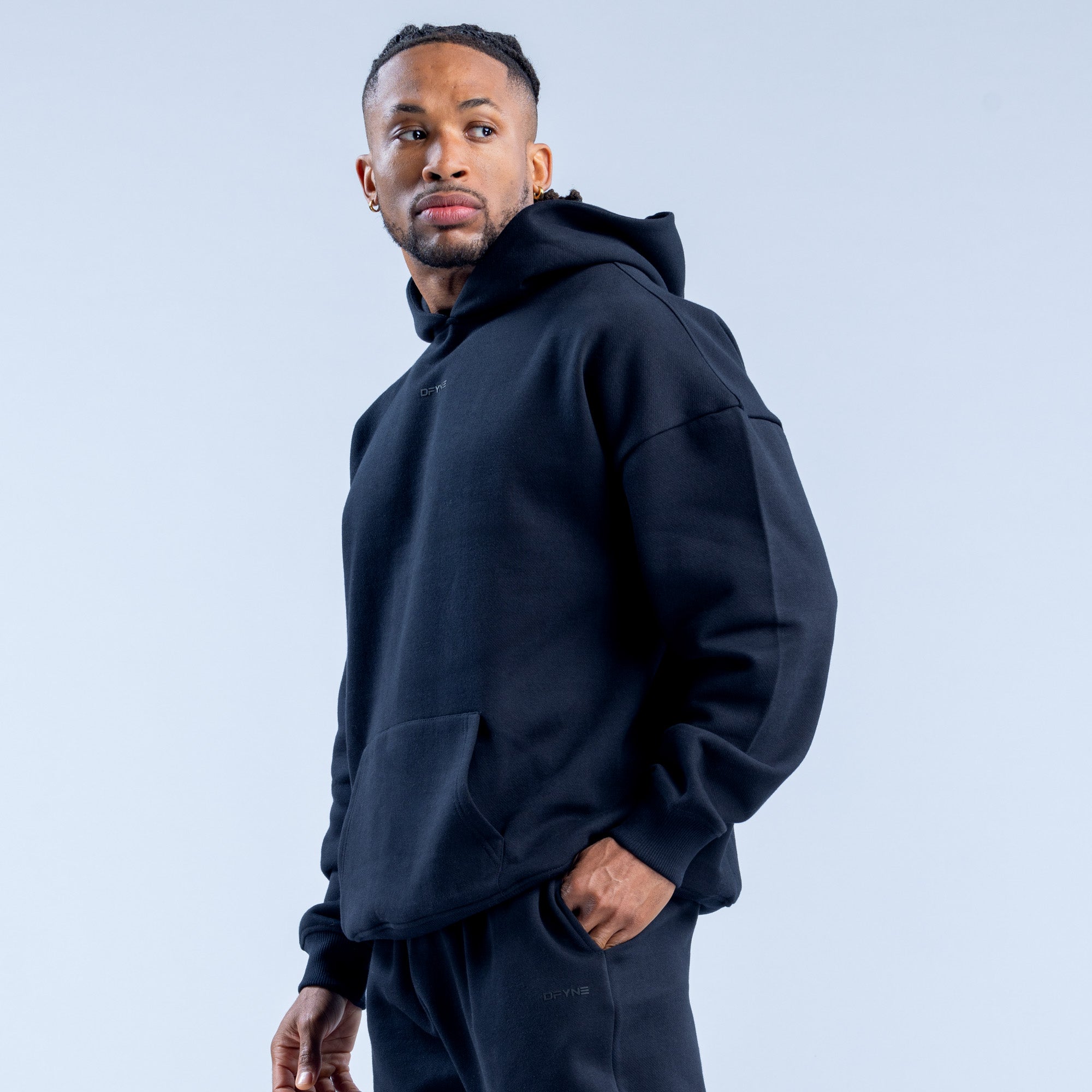 Pánské Mikina s Kapucí DFYNE Recharge Černé | ZABXCK942