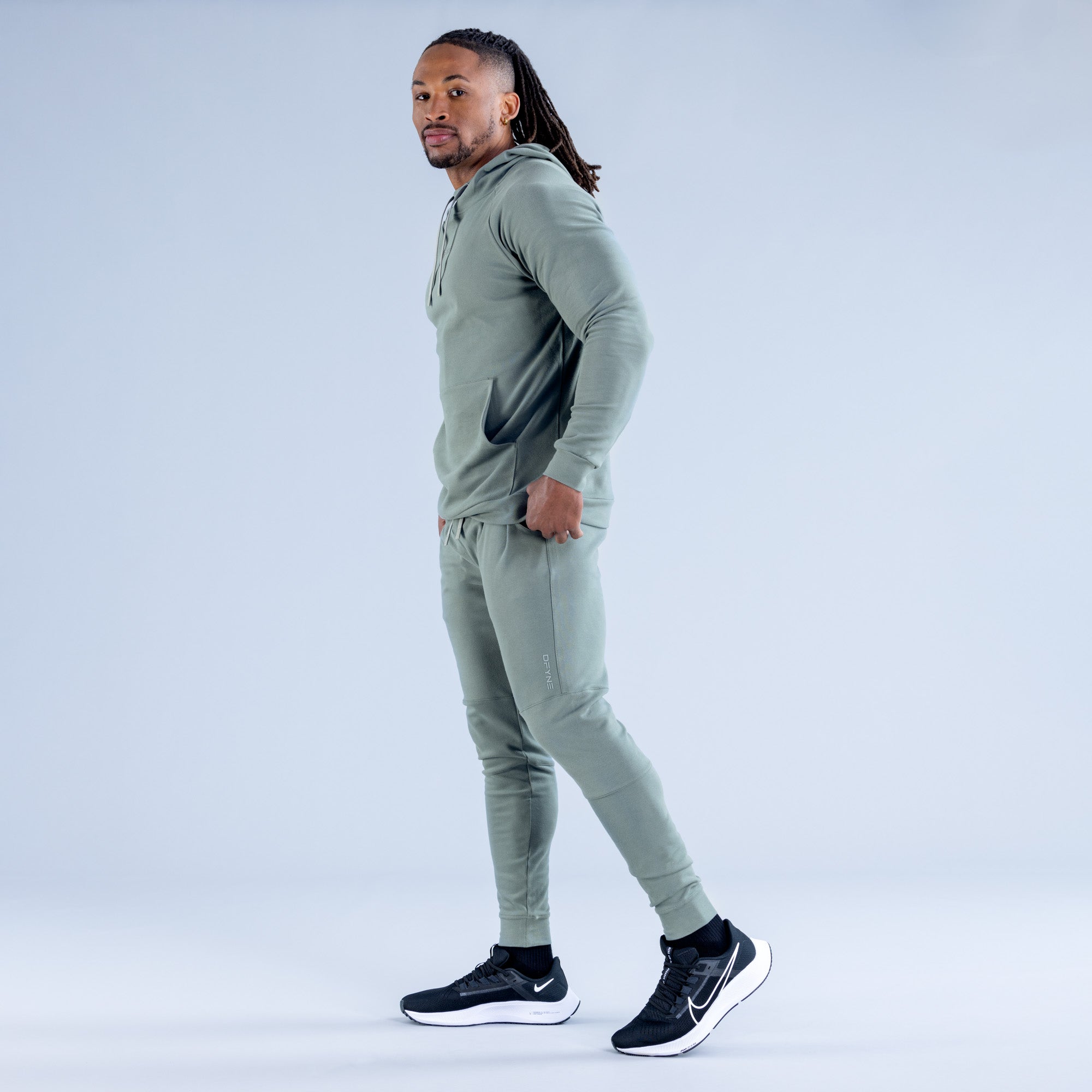 Pánské Mikina s Kapucí DFYNE Stealth Midweight Olivy Zelené | HRSGJL805