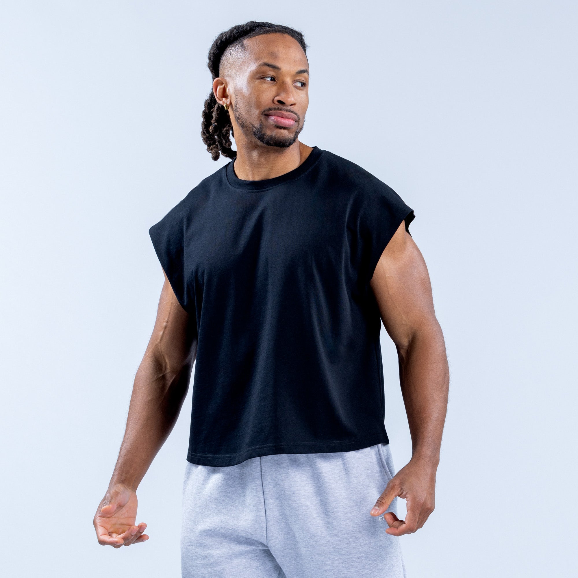 Pánské Tílko DFYNE Signature Crop Černé | NCFTKZ178